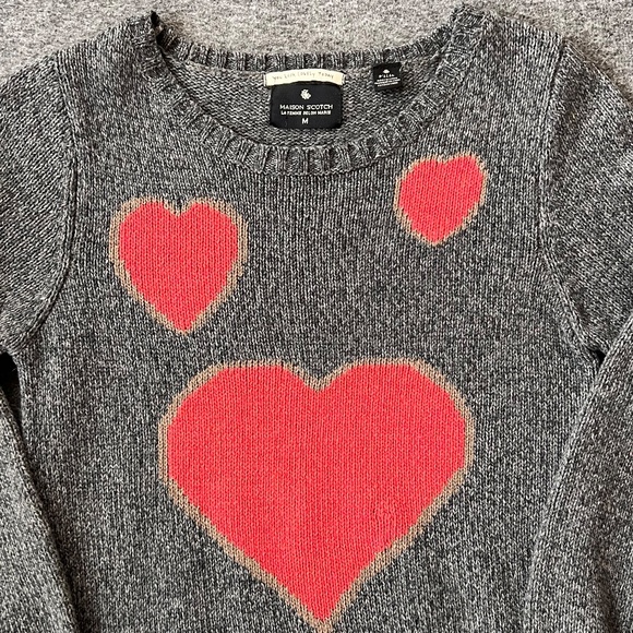 Scotch & Soda Maison Scotch Heart Cable Knit Sweater M Petite 100% Cotton Preppy - Picture 3 of 12